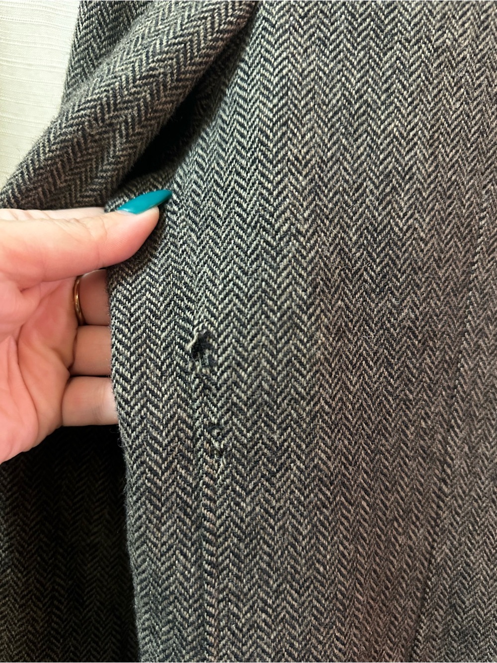 Massimo Dutti Extra Fine Wool Herringbone Military Field Jacket Elbow Patches - Picture 2 of 11